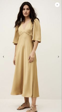 Ba&sh Kleid Gold Gr.2 Sommer-Dress luftig glänzend Polyester