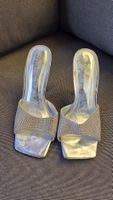 Pantoletten Silber mit Strass Gr. 38