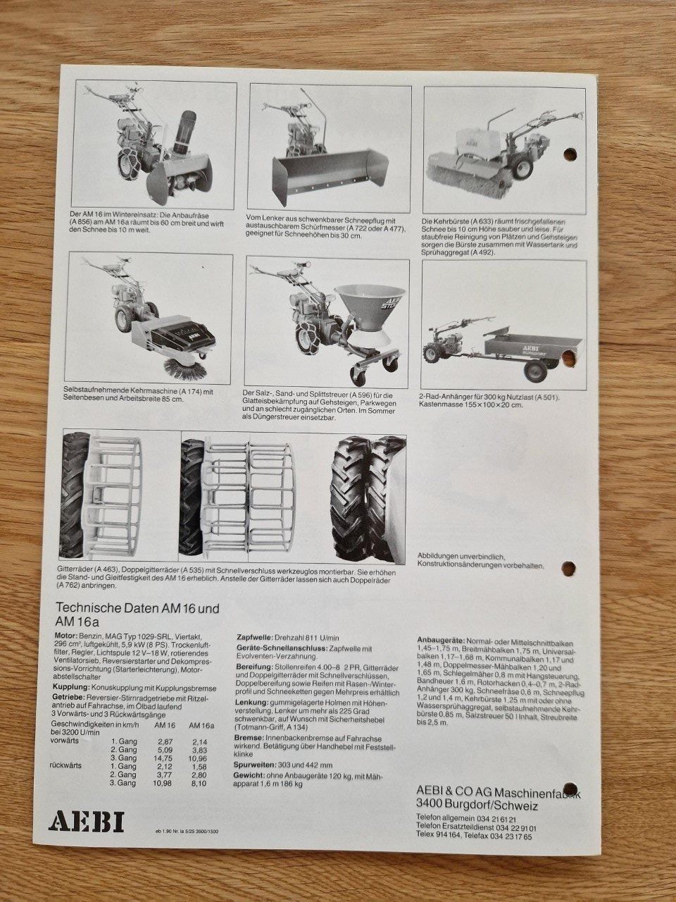 Dokumente: Original Prospekt Aebi AM16 Motormäher – Gebraucht aus Dürnten von Bachtel84 2