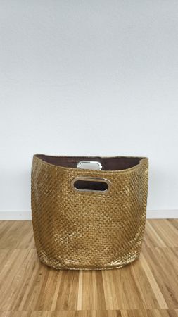 Rare Gold Rattan Summer Vacation Tote Bag with lining