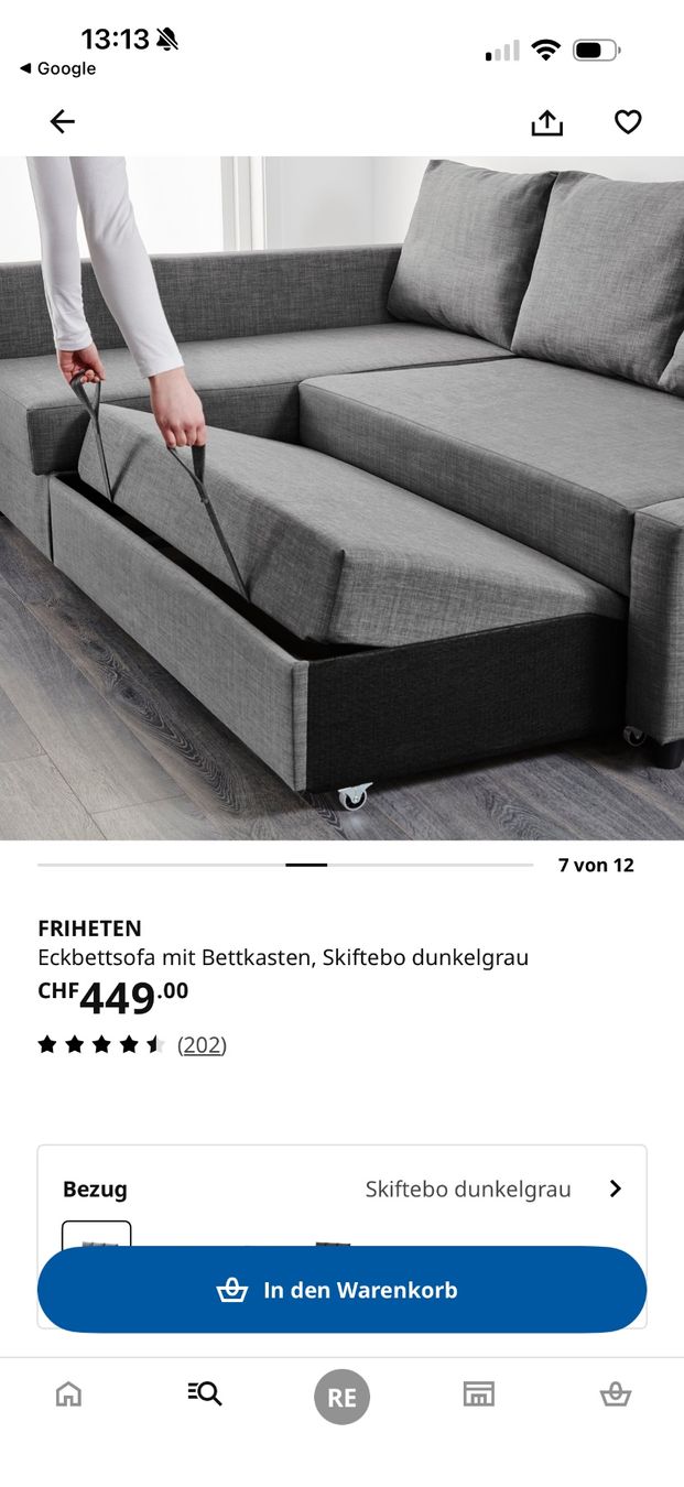 Ikea Divani: Ikea Ecksofa Bettfunktion & Stauraum dunkelgrau gut erhalten – Usato da Zürich venduto da RBol29 2
