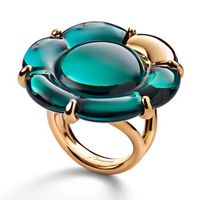 Bague BACCARAT-Paris „B Flower“ XL, Cristal vert, Argent&Or