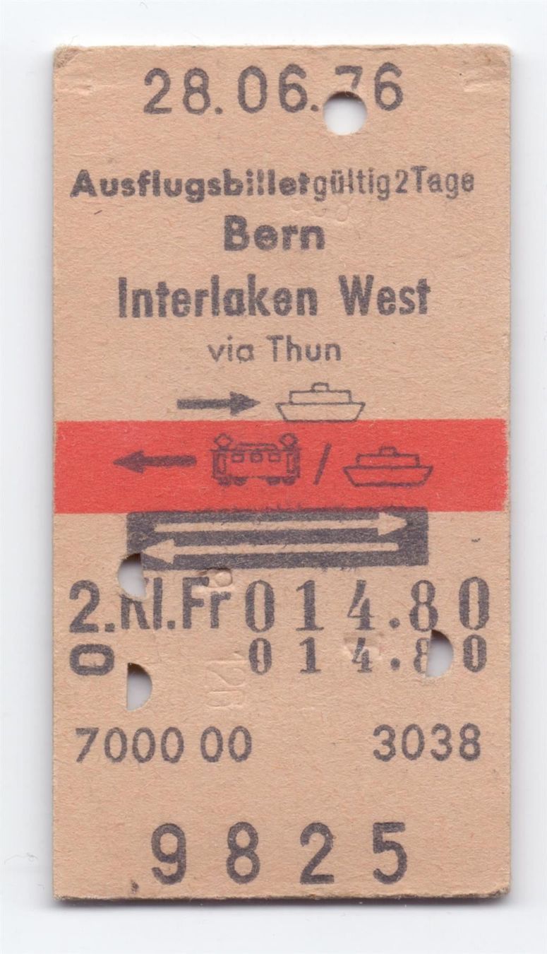 Biglietti: Schiff-Kombi Billette Bern - Interlaken West – Usato da Langenthal venduto da Sammlungs_aus