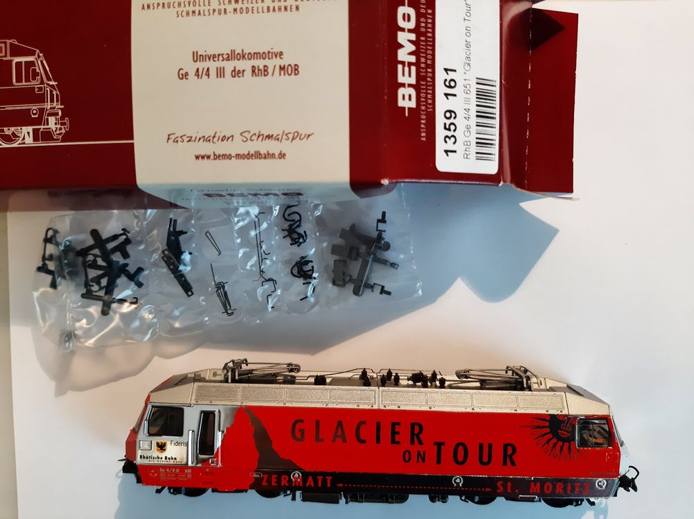 Bemo Modelleisenbahnen: Bemo H0m 1359 161 RhB Ge 4/4 III 651 "Glacier on Tour" Sound – Gebraucht aus Thun von Schwarzsee48