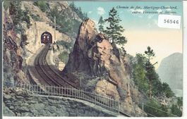 Chemin de fer Martigny-Chatelard entree Vernayaz - Litho