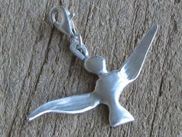 Designer Engel Vogel Anhänger Einzelstück Unikat Silber 999