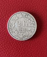 2 Franken Muenze Schweiz 1916 Silber guter Zustand