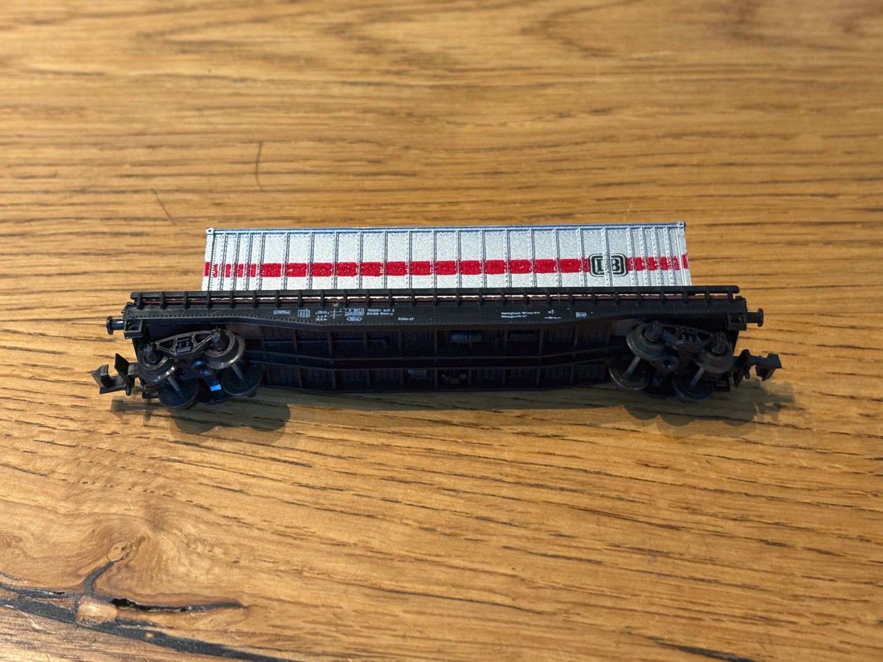 Modellini di ferrovie: e1728: Containerwagen (Spur N) – Usato da Birsfelden venduto da Birs_25 3