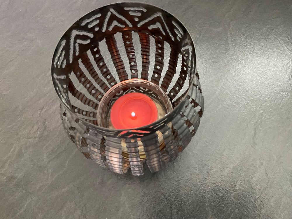 Bougeoirs: 2 Windlichter Handarbeit mit Glas und Kerzen – Neuf (Voir description) à Wetzikon ZH par Laube02 1