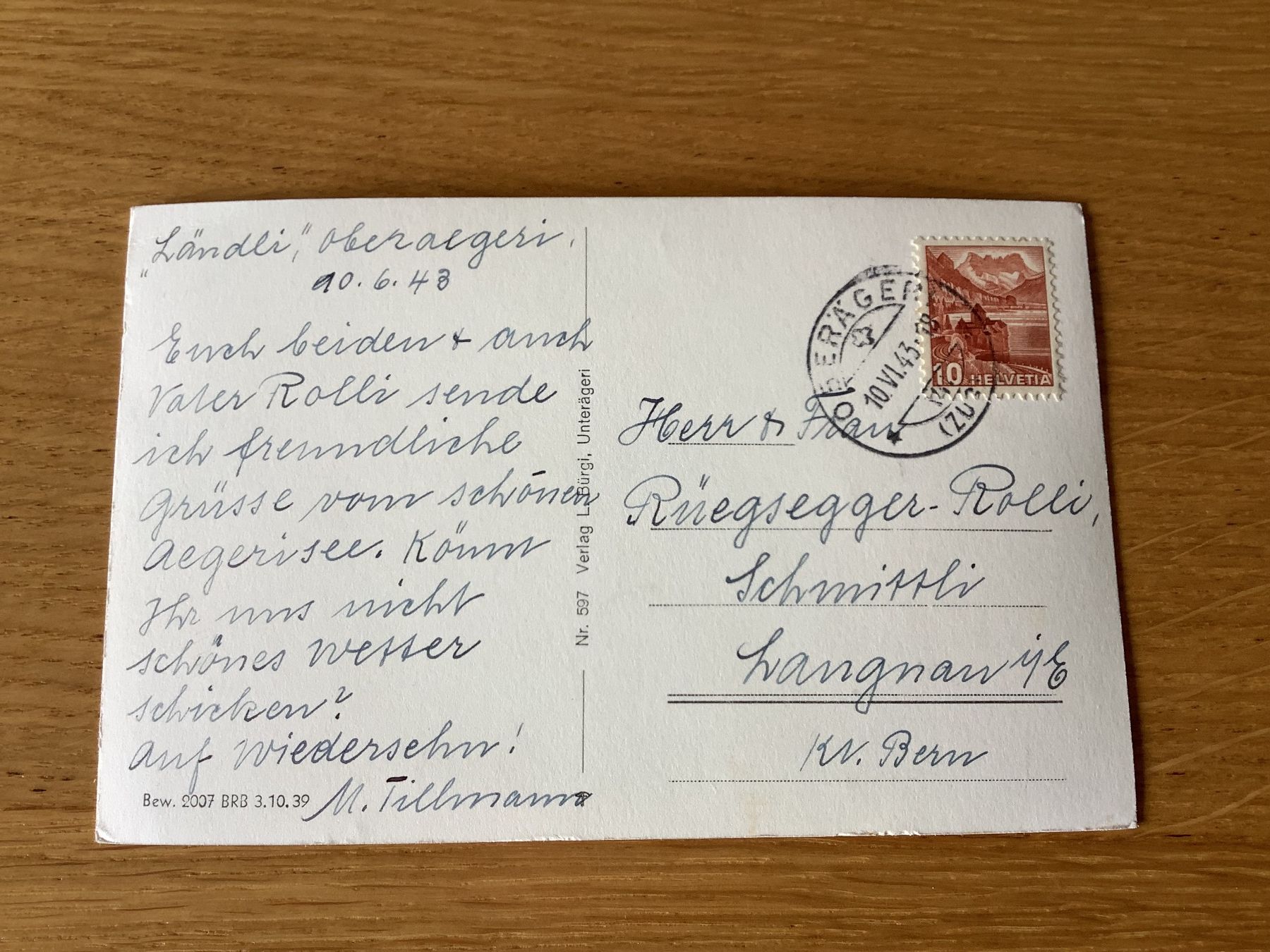 Cartoline postali: Morgartendenkmal Oberägeri 1943 – Usato da Bassersdorf venduto da F-104fan 1