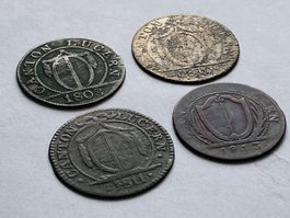 1808 + 1810 + 1811 + 1813 Luzern  4 x Batzen Kantonalmünzen