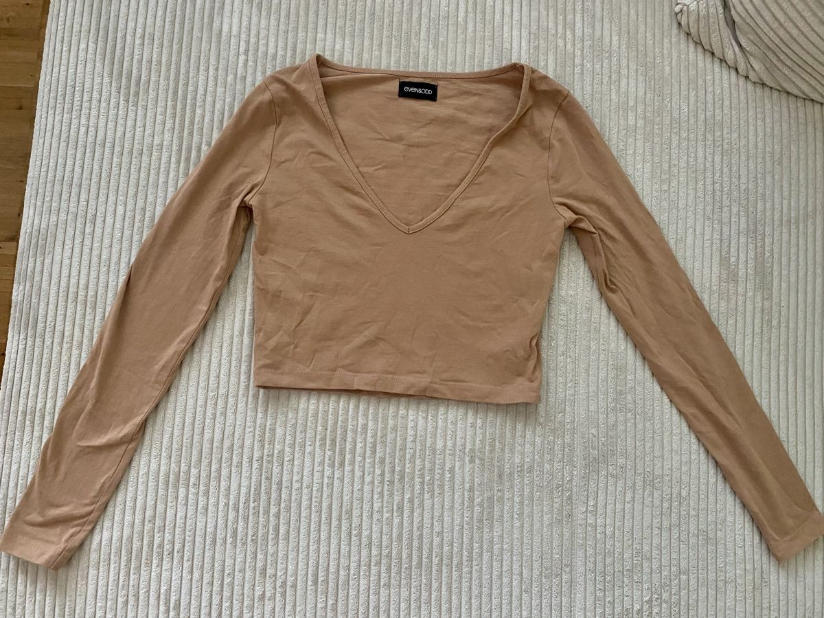 T-shirt: Even & Odd Oberteil Pullover Sweatshirt Crop Beige Braun S – Usato da Langnau am Albis venduto da cynthia.jolene