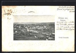 Präge-AK Aarau, Totalansicht, Passepart