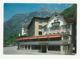 Werbung Karte Flüelen, von Hotel Weisses Kreuz, Uri