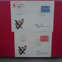 1957, FDC Nr.332+333 (EUROPA) auf zwei Briefen. Kat: 150.-+