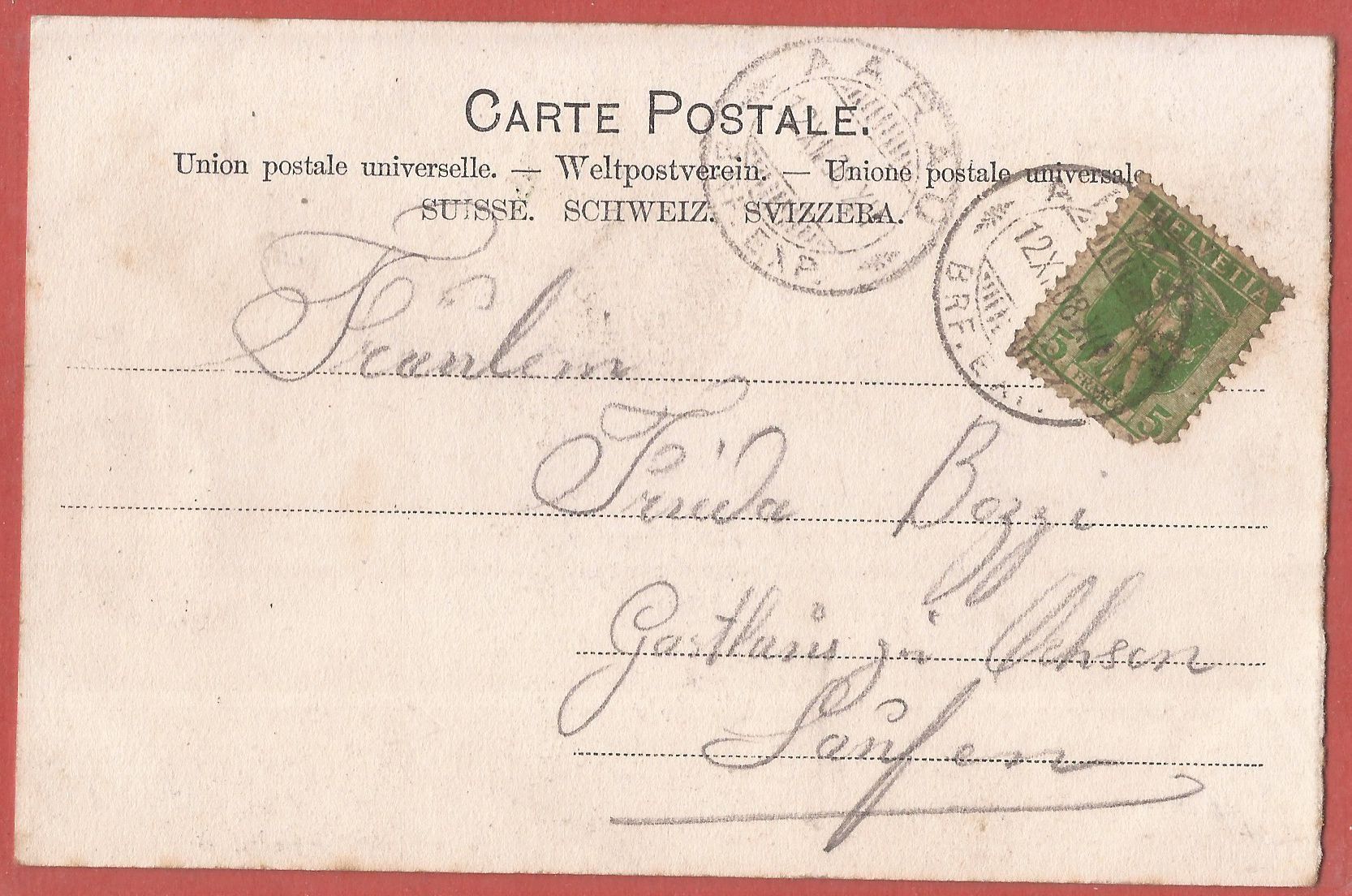 Cartoline postali: Aarau - 1908 – Usato da Fislisbach venduto da Porano 1