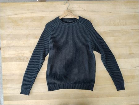 Herren Strickpullover OVSgerippt dunkelblau/grün, Gr. M