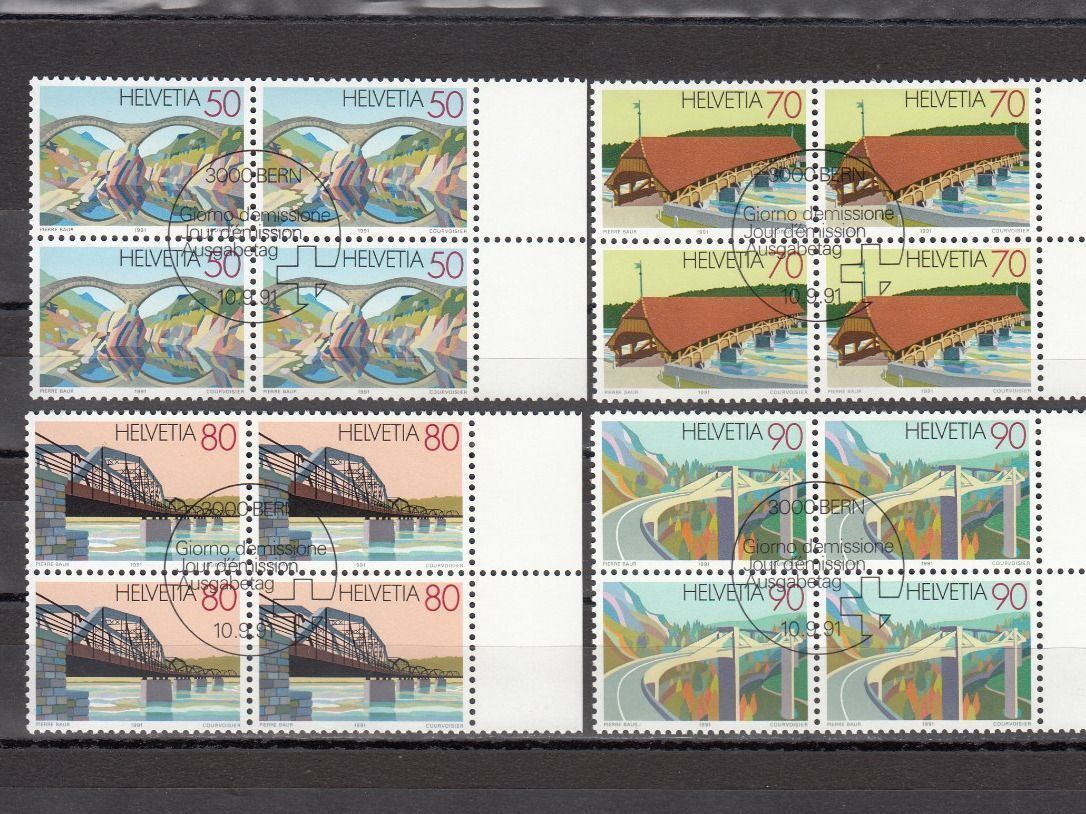 Alle Briefmarken: SBK 814 - 817 im 4er-Block mit ET – Gebraucht aus Bürglen TG von StampGraf