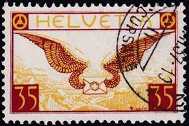 1933, Flugpostmarke Nr. F14z, auf geriffeltem Papier, gest.