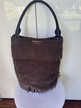 BURBERRY PRORSUM Tasche Wildleder braun mit Fransen