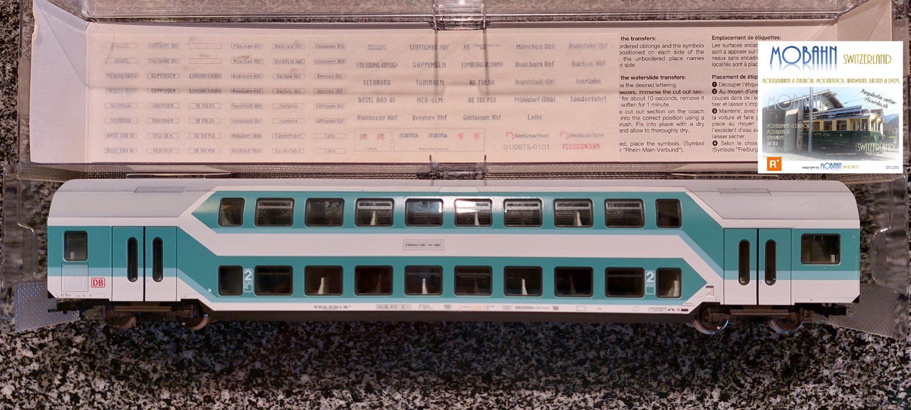 Fleischmann Modellini di ferrovie: Fleischmann 5125 K - 2. Kl. Doppelstockwagen der DB - "2" – Nuovo e nell'imballaggio originale da Rotkreuz venduto da MOBAHN-1zu87