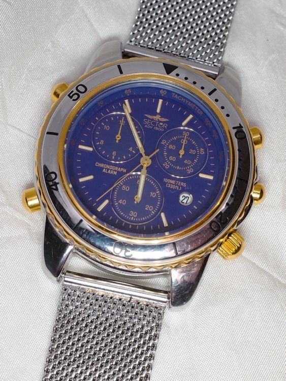 SECTOR ADV 1500 Chronograph Armbanduhr 39mm Uhr läuft (Gebraucht