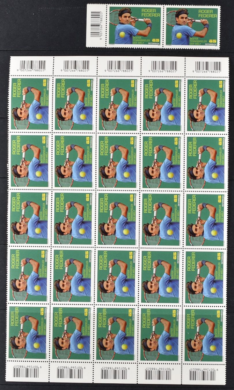 Tutti i francobolli: ÖSTERREICH, ROGER FEDERER en-gros: **/ GEST. / Maximumkarten – Nuovo (secondo la descrizione) da Wetzikon ZH venduto da Philimpex