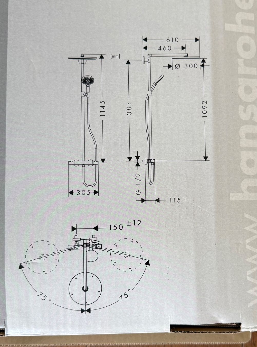 Hansgrohe Pommeaux de douche: Duschsystem Hansgrohe Raindance Select 300 neu – Neuf (Voir description) à Dietschwil par adr_gs9w 2