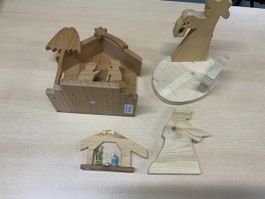 Weihnachtskrippen Set Holz 4-teilig guter Zustand.