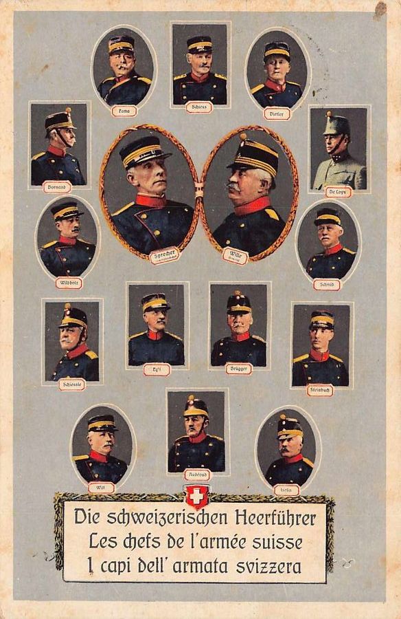 Cartoline postali: Die schweizerischen Heerführer, gelaufen 1915 – Usato da Frauenfeld venduto da POML