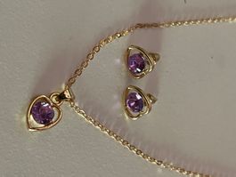 Set Collana e Orecchini Cuore Viola