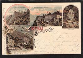 Litho Gruss vom Seelisberg , gel. 1901