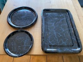 Servierplatten Plastik schwarz 8 Stück