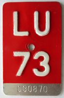 Velonummer Luzern 1973 LU 73