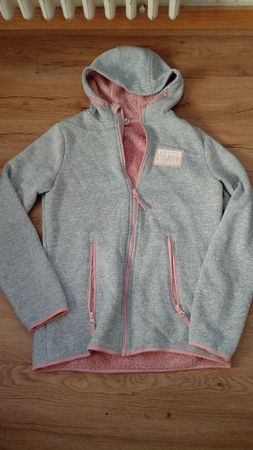VFK Outdoor Fleecejacke grau rosa Grösse 158/164 defekt