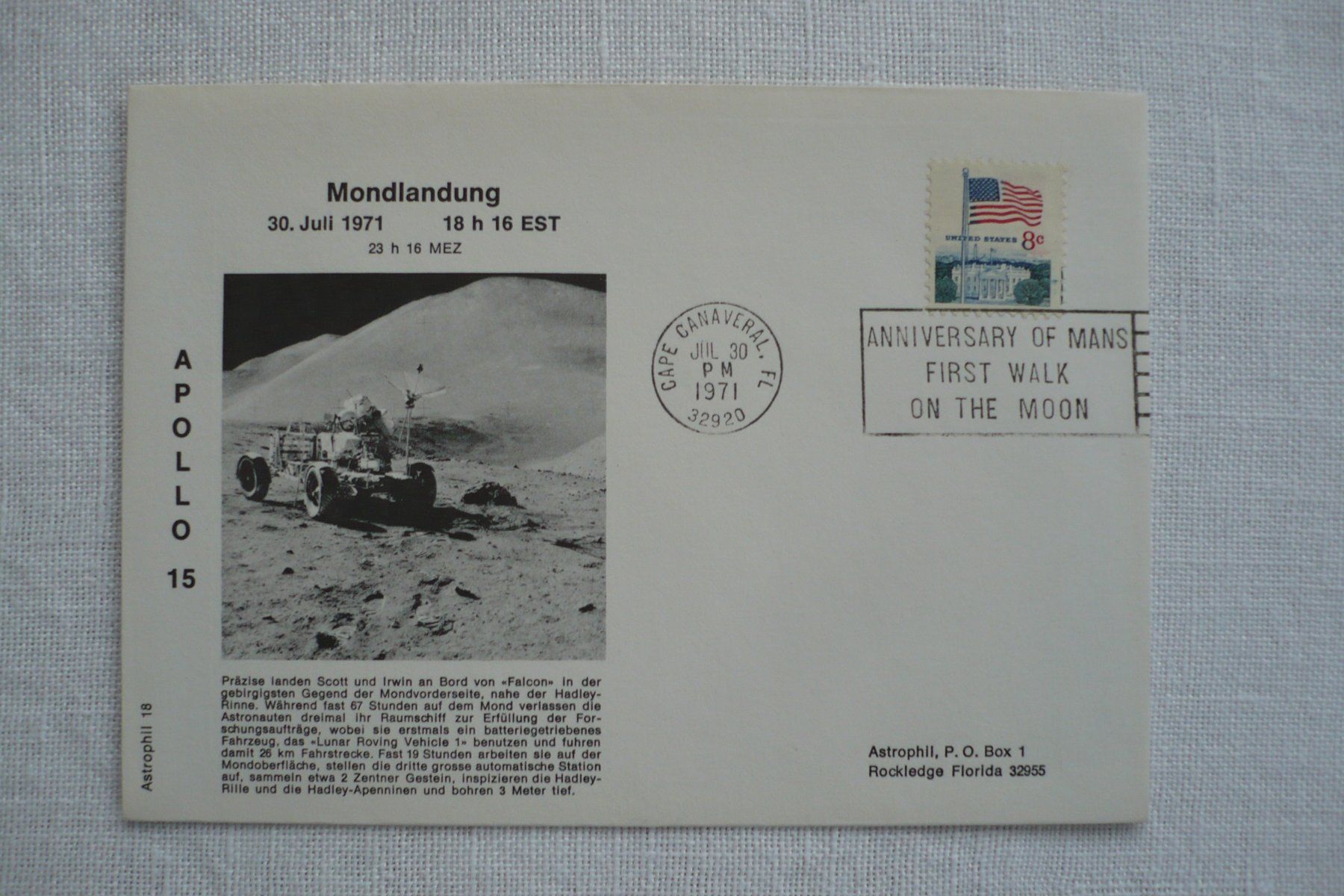 Alle Briefmarken: 1971 APOLLO 15 Mondlandung – Gebraucht aus Zürich von saltandpepper008