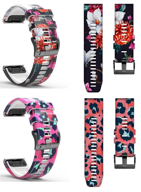 EEOM Sport Armband Aus Silikon Für Garmin Fenix 7/6/5 & ähnliche Modelle - 22 Oder 26 Mm, Schneller Wechsel, Schwarz-rot