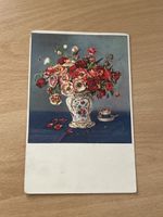 Antike Postkarte mit Blumenmotiv, beschrieben, Top!