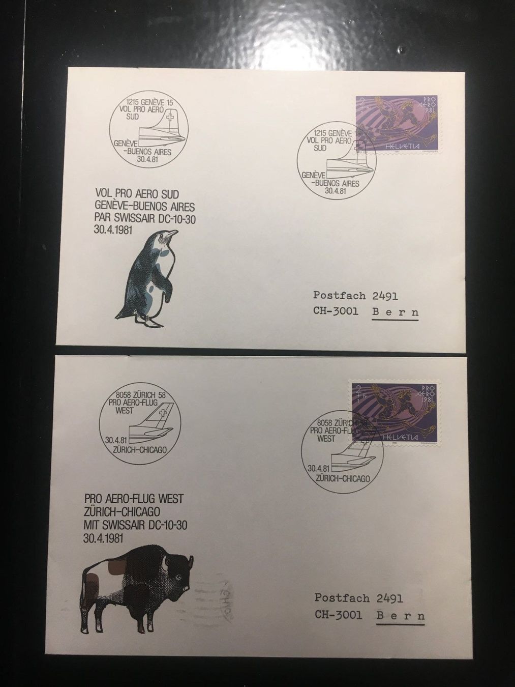 Alle Briefmarken: 2x FDC Pro Aero 1981 ET – Gebraucht aus Grand-Lancy von Dany1973