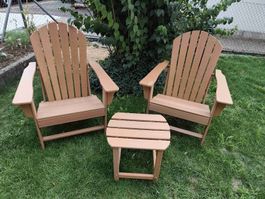 Gartenmöbel Set 2 Sessel 1 Tisch Holzoptik