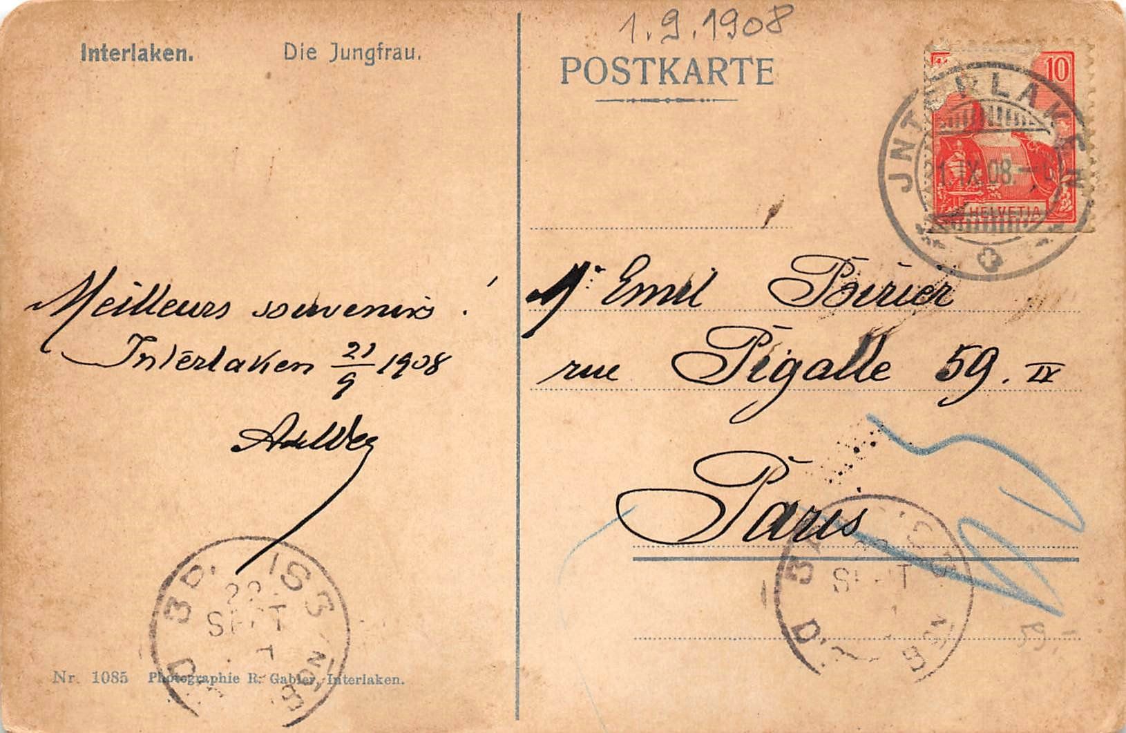Cartoline postali: 2x Interlaken – Usato da Ottikon b.Kemptth. venduto da Neptun1974 3