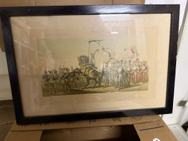 Historisches Militärbild Basel Dalp Bern gerahmt 40x25cm
