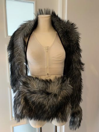 Kunstpelz Fake Schal Stola + Muff Handwärmer, Winter Mantel