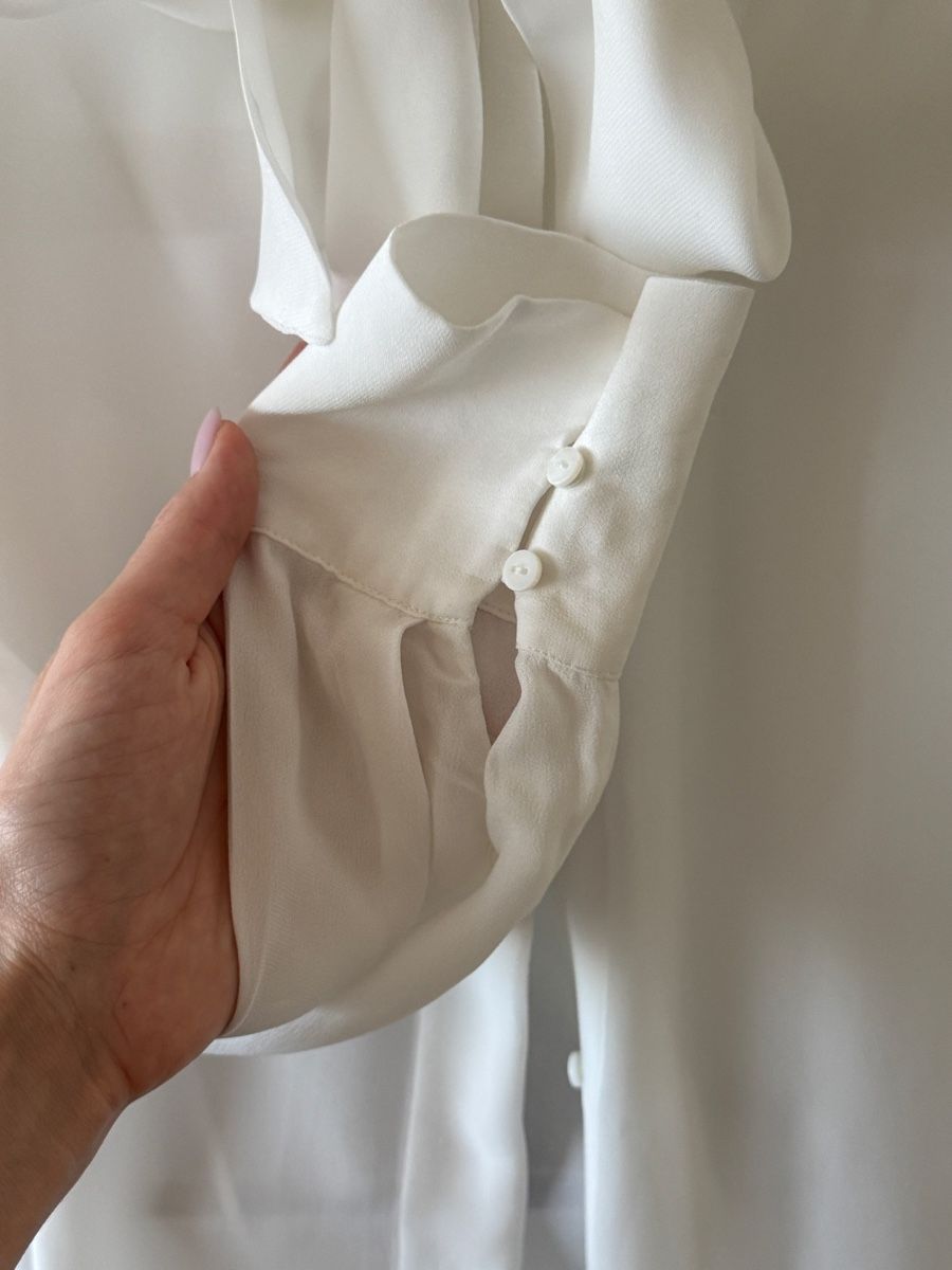 Massimo Dutti Camicette: Massimo Dutti Blouse White Size 36 Bow Neck Viscose – Usato da zug venduto da Inaar 5