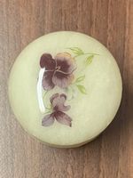 Antike „ALABASTER“-SCHMUCK-DOSE mit Rosenmotiv / ca. 1955!