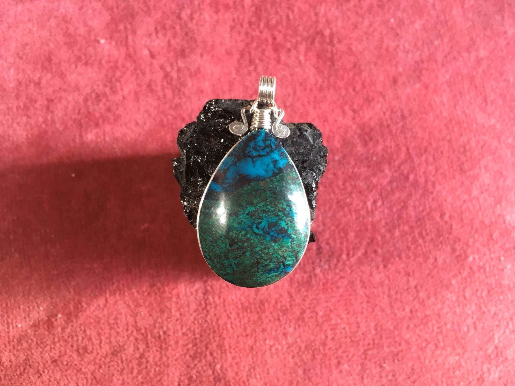 Ciondoli: Chrysokoll aus Peru Anhänger – Nuovo e nell'imballaggio originale da Zürich venduto da MEVAS-Schmuck