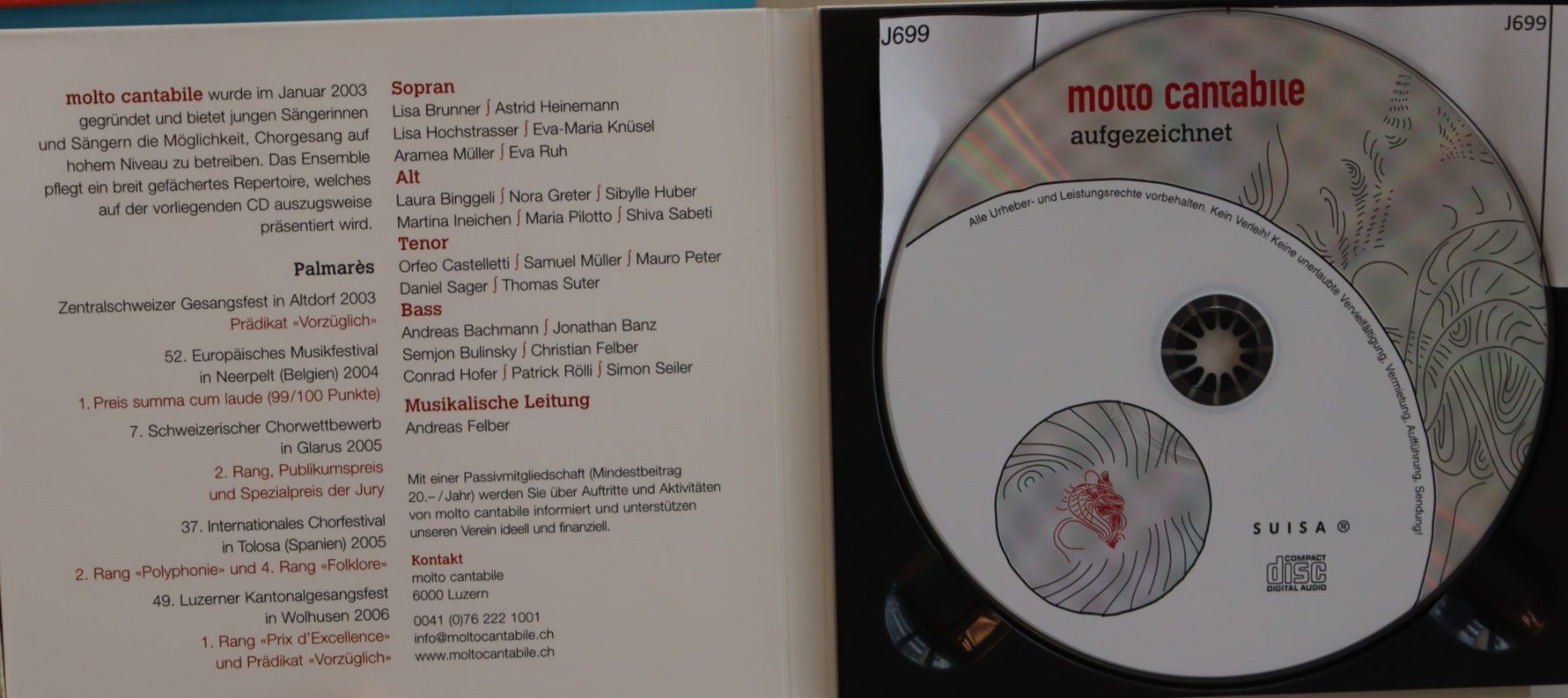 CD: Molto Cantablle - Aufgezeichnet – Usato da Luzern venduto da CONTENTI 1