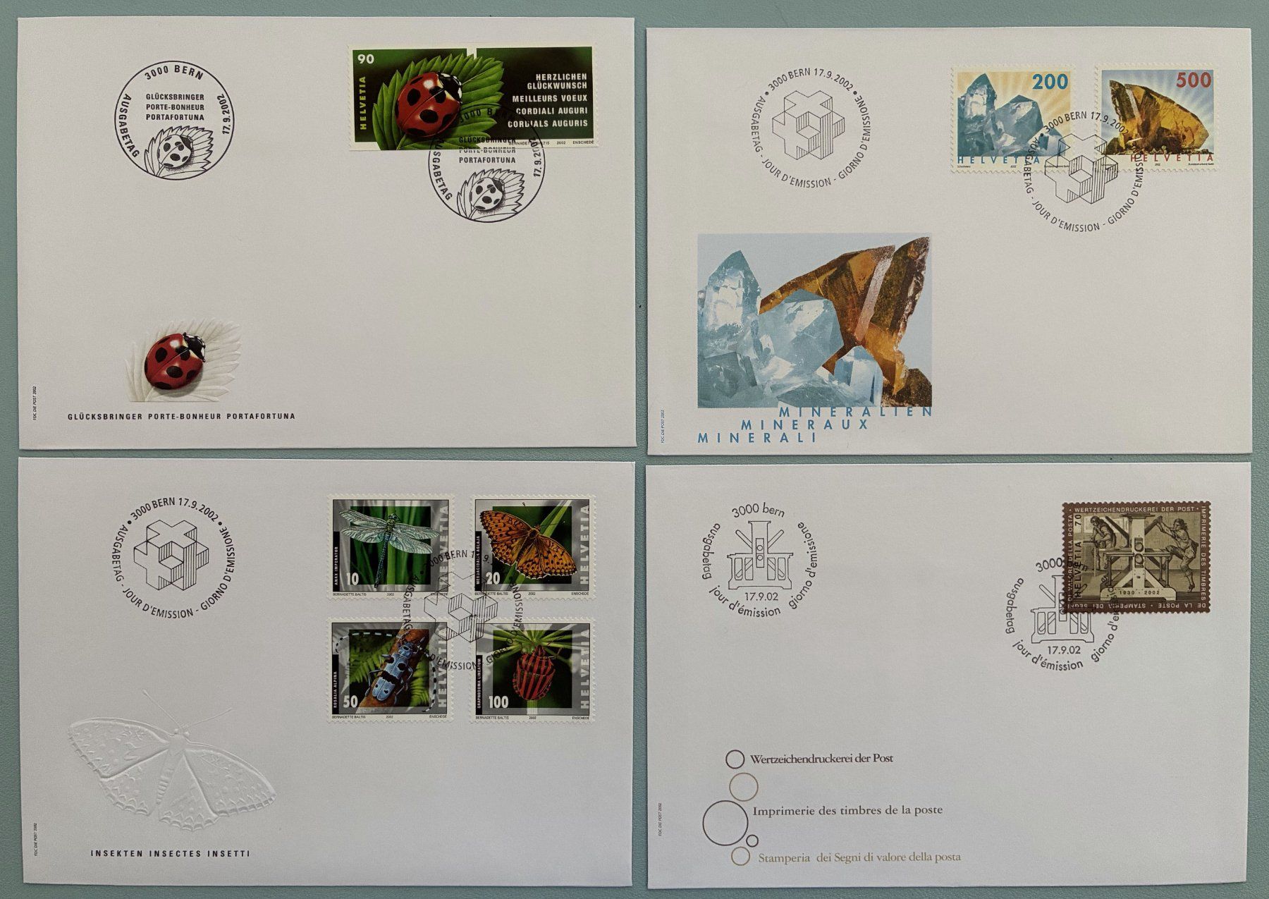 Alle Briefmarken: 2002 - 4 verschiedene FDC – Gebraucht aus Eggersriet von stamp303