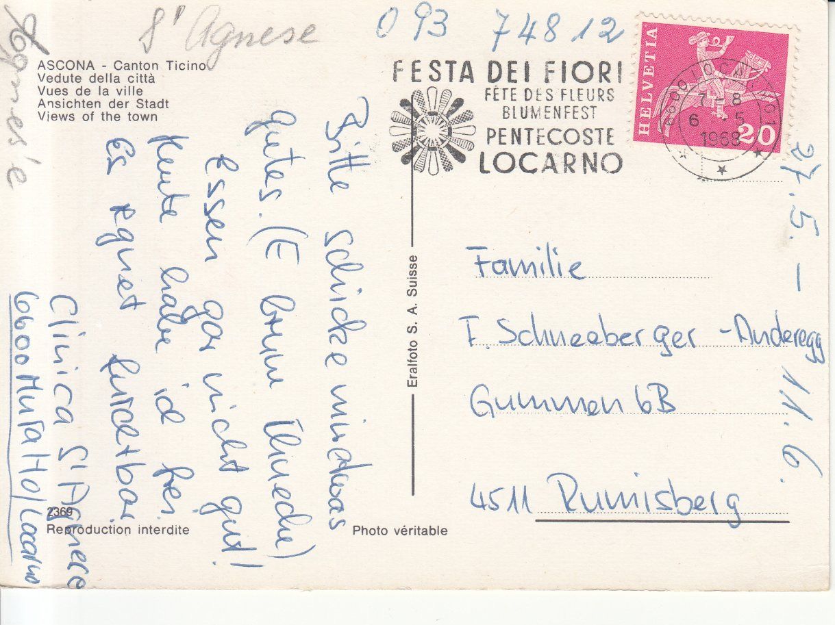 Ansichtskarten: Ascona 1968 – Gebraucht aus Bürglen TG von StampGraf 1