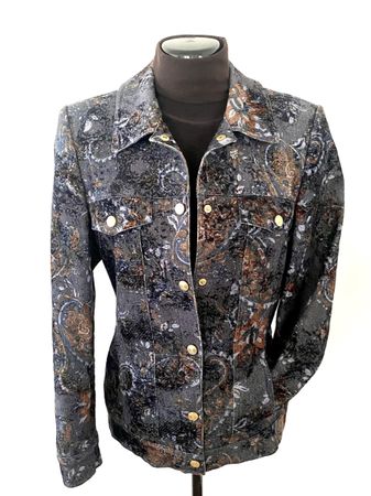 BASLER Jeans edle Damen Jacke Gr.36 Paisley Muster Goldknöpf